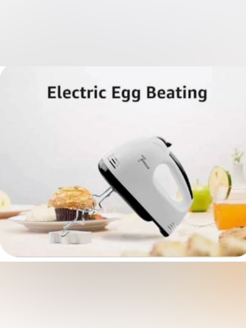 White and Black Hand Mixer with Beaters